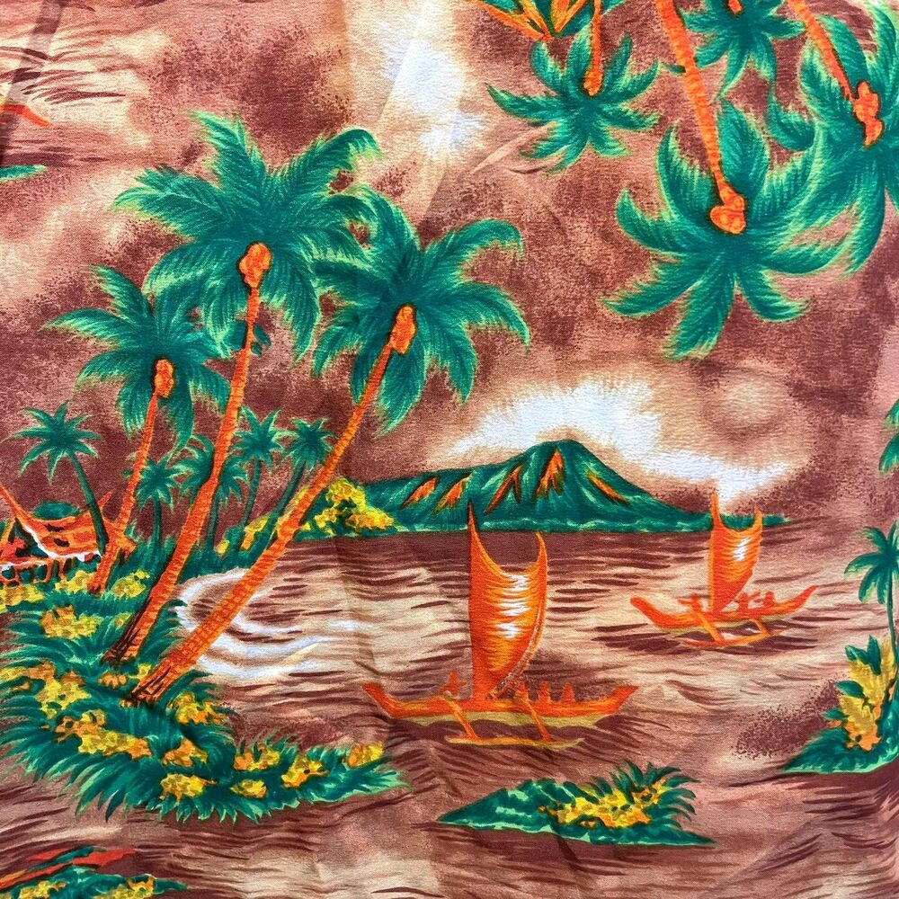 Royal Hawaiian Vintage Womens Aloha Landscape 1970s Maxi Dress EUC - Picture 6 of 12